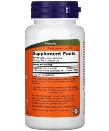 NOW Supplements Saccharomyces Boulardii 5 Billion Capsules 60 Count - Buy Online on GoSupps.com