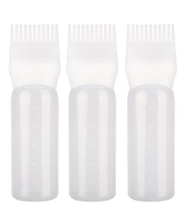 XNHIU 3 Pack Hair Dye Brush Bottle Root Comb Applicator Bottle Comb Hair Dye Bottle with Graduated Scale (White)