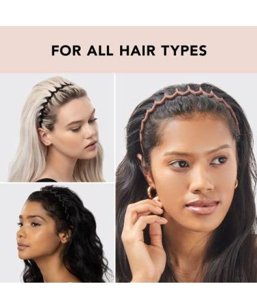 Kitsch Zig Zag Headbands - Men & Women's Recycled Plastic Hair Bands | Classic 90s Style | Wavy Headband with Teeth | 2pc Set in Black & Tort - Buy Online on GoSupps.com