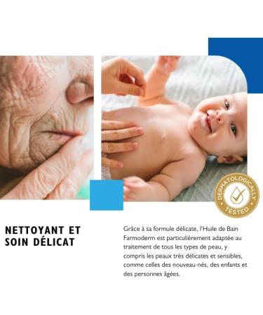 Farmoderm Huile lavante - Huile de douche et bain peaux tr s s ches sensibles et d shydrat es - Hydrate Nettoie Nourrit - Parfum d licat - Id al pour b b s enfants adultes & personnes g es - 300ml Blanc 300 ml (Lot de 1) - Buy Online on GoSupps.com