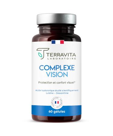 ComplexVision | Dry and Tired Eyes Food Supplement | Patented Hyaluronic Acid Lutein Zeaxanthin Blueberry Vitamins and Zinc Bisglycinate | 60 Capsules | Made in France Terravita