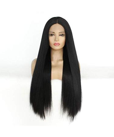 BGHJUE Wig Black Medium Long Straight Hair Hand-Woven High Temperature Wire Wigs