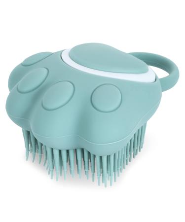 Molain Dog Cat Bath Brush Comb Silicone Rubber Dog Grooming Brush Silicone Puppy Massage Brush Hair Fur Grooming Cleaning Brush Soft Shampoo Dispenser(blue paw shape)