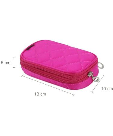 Premium Hot Pink Make-Up Bag for Women | 2 Layer Travel Kit Organizer with Mirror & Brush Pockets | Professional Cosmetic Case - Buy Online on GoSupps.com