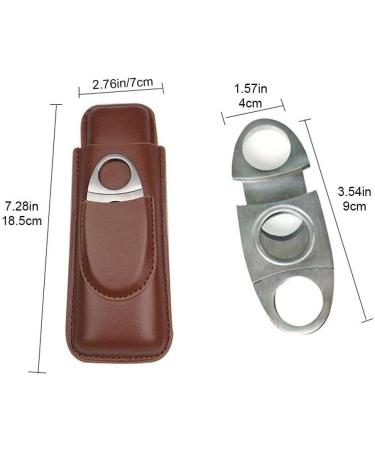 Portable Cigar Case Leather Cigar Holder Case with Cutter Humidor Travel Box Portable Cigar Accessory - Buy Online on GoSupps.com