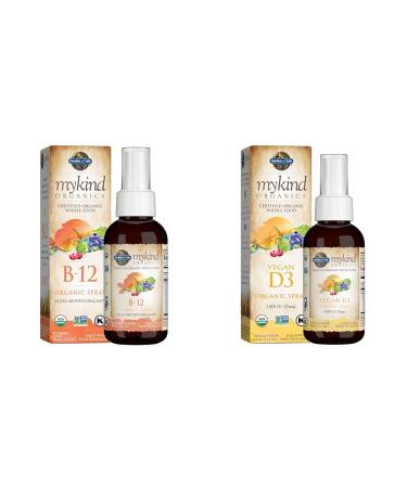Garden of Life Organics B12 Vitamin - Whole Food B-12 for Metabolism and Energy & Vitamin D3 Liquid 1000 IU Per Spray