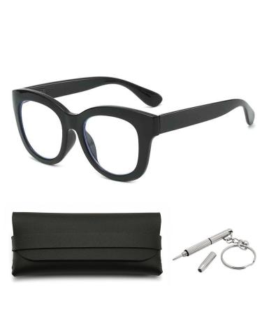 Zukky oversized reading glasses for women men's blue light-blocking computer spring hinges AM49 (Color: Black Size: 3.50x)