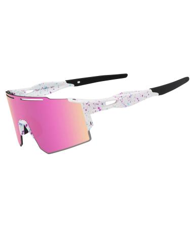 Eninedeuisou sunglasses bicycle glasses for men women UV 400 protection safety glasses MTB sports glasses for outdoor sports cycling run golf baseball pink