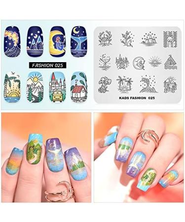Alexnailart Nail Stamping Printing Plate Template Image Plate Stamper Scraper Starry sky Moon Tree Pattern Nail Art Decoration DIY Print Manicure Design FA025 - Buy Online on GoSupps.com