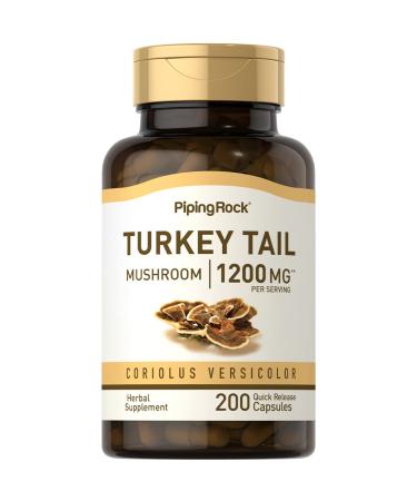 Piping Rock Turkey Tail Mushroom Capsules 1200mg | 200 Pills | Coriolus Versicolor | Herbal Extract Supplement | Non-GMO  Gluten Free