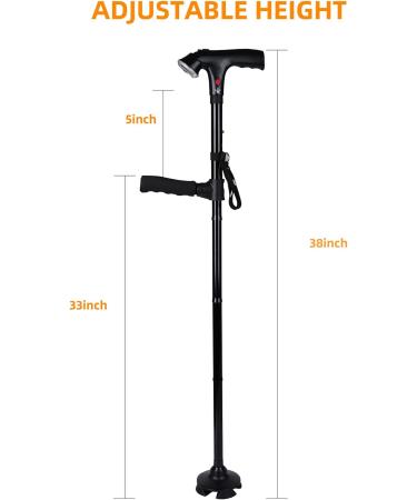 RUNZI Folding Cane with Led Light and Alarm for Men and Women - 38 Inches - Buy Online on GoSupps.com