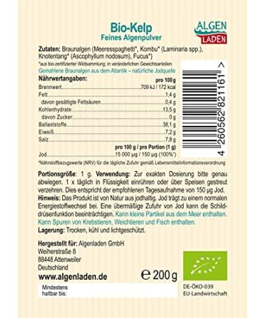 Buy ALGENLADEN Organic Kelp Powder 200g | Natural Iodine Supplement | Premium European Atlantic Kelp - Buy Online on GoSupps.com