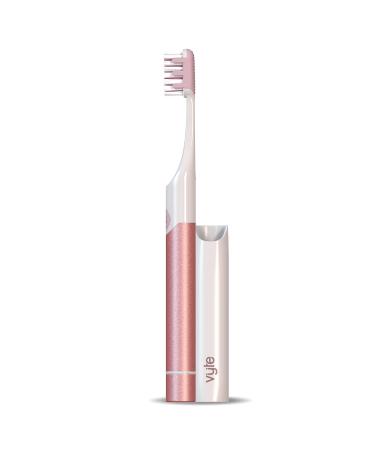 Vyte Electric Toothbrush | Aluminum | AAA Battery Powered Travel Toothbrush with Pressure Sensor for Men Women Kids Starter Set (Rose Gold Pack of 1) Gold Rose