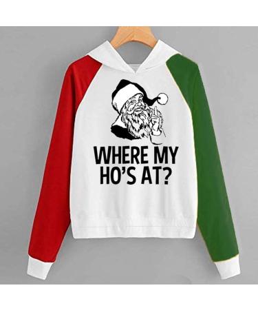 Bigfanshu Womans Fall Clothes Fashion Christmas Sweater Print Hooded Round Collar Long Sleeves Tops - Buy Online on GoSupps.com