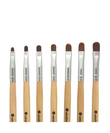 Winstonia 7pcs Gel Nail Brush Set for Nail Tips Builder & Overlay  Sculpting  Poly Gel  and Extensions. Oval Size Brushes Manicure Painting Pen - WOODEN ALLURE
