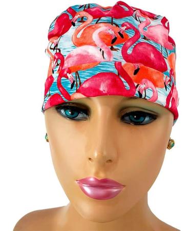 Watercolor Flamingo Scrub Cap | Bouffant Surgical Hat for Men & Women - Turn Up Ponytail Design. Perfect for Doctors, Nurses, and Healthcare Professionals - Buy Online on GoSupps.com