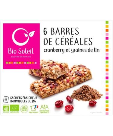 Bio Soleil - 6 barres cranberries & graines de lin 125g - unit  - Buy Online on GoSupps.com