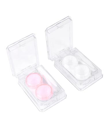 JECOMPRIS 2st mini container for colored contact lenses eye lens holder contact lens container storage of contact lenses contact lens travel case contact box box cleaning box portable as shown 8x5cm