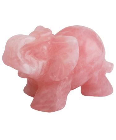 NUPUYAI ELEFANT figure gemstone crystal blissful feast stone lucky charm elephant figure Reiki fengshui decoration (rose quartz) 2#pink rose quartz