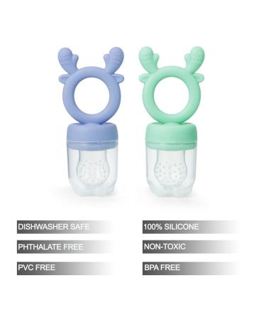 PandaEar 2 Pack Silicone Baby Fruit Feeder | Teething Relief & Baby Food Pacifier with 3 Size Pouches - Buy Online on GoSupps.com