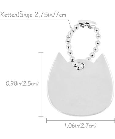 Personalizable Silver Cat Tags with Engraving - Cute Cat Face Pendant by CAMAL | International Shipping - Buy Online on GoSupps.com