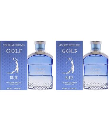 New Brand Perfumes Golf Blue Men EDT Spray 3.3 oz (Pack of 2) 3.3 Ounce (Pack of 2)