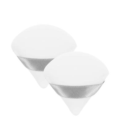 Triangle Powder Puff Mini Face Makeup Sponge Cosmetics Soft Cotton Face Powder Puff Washable Velvet Makeup Puff Tools (2pcs white)