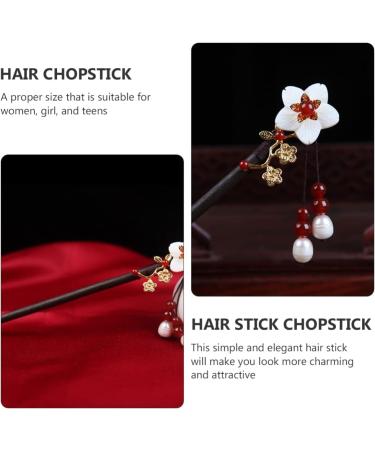 LALAFINA Hanfu Hairpin Wood Metal Hair Clip Hair Sticks Pearl Flower Hair Stick Crystal Hair Clips Vintage Hair Stick Hairpin Wedding Headpiece Shell Flower Women's Ebony Hair up - Buy Online on GoSupps.com