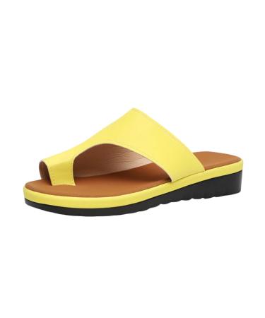 FFMA Women Big Toe Correction Sandal Foot Orthopedic Bunion Corrector Orthotic Sandals with Arch Suppor Open-Toe Platform Shoes Toe Straighten Shoes 11 Yellow