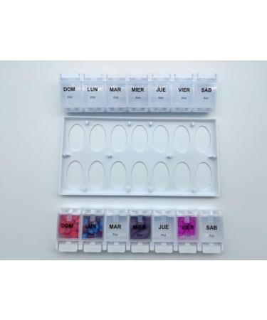 Spanish Pill Box Organizer - 7 Day Weekly AM PM Large Clear Pill Organizer for Easy Medication Management - Buy Online on GoSupps.com