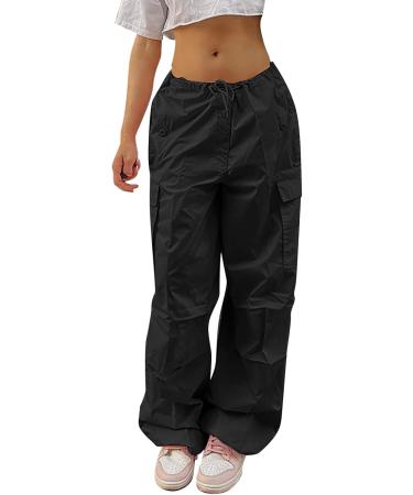 Shop Y2K Women s Parachute Cargo Pants - Vintage 90s Streetwear & E-Girl Style | Baggy Track Pants in Schwarz S - Buy Online on GoSupps.com