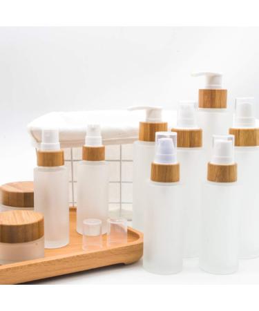 1PCS 150ml/5oz Frosted Glass Pump Bottles Empty Refillable Press Pump Bottle with Bamboo Pump Head Toiletries Storage Containers for Shampoo Essential Oils Shower Gel Hand Wash Lotion Dispenser - Buy Online on GoSupps.com