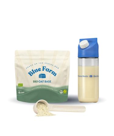 Blue Farm Starter Kit Deluxe Bio consisting of a mixed bottle dosing spoon and 4 liters of oat drink for self -smell |100% vegan lactose -free & gluten -free |90% less packaging waste