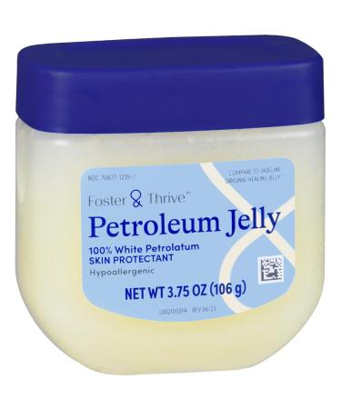 Foster & Thrive Petroleum Jelly Healing Skin Protectant 3.75 oz Travel Size Provides Dry Skin Relief Protects Minor Cuts Hypoallergenic Dermatologist Recommended Fragrance-Free Locks In Moisture 1