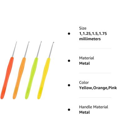 4-Piece Precision Metal Crochet Hooks Set with Soft Handles - 1mm, 1.25mm, 1.5mm, 1.75mm - 4 Colors - Buy Online on GoSupps.com