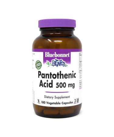 Bluebonnet Pantothenic Acid 500 mg Vegetable Capsules, 180 Count