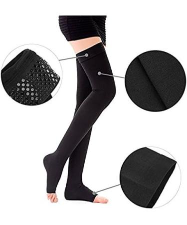 PEDIMEND Open Toe Thigh High Compression Stockings (2PAIR - 4PCS) | Gradient Compression with Silicone Band | Reduce Varicose Veins Promote Blood Circulation | UNISEX | Foot Care 2PAIR - 4PCS Black - Buy Online on GoSupps.com