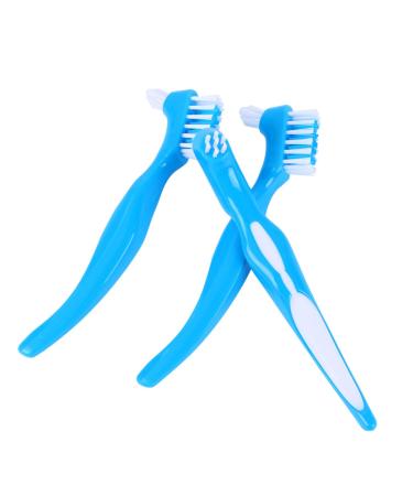 Lurrose 6-Piece Hard Prosthesis Cleaning Brush Set | Double-Sided Toothbrush for False Teeth | Portable Tooth Cleaning Tool | Ideal for Dentures & Incomplete Teeth - Blue (2 Pack) - Buy Online on GoSupps.com