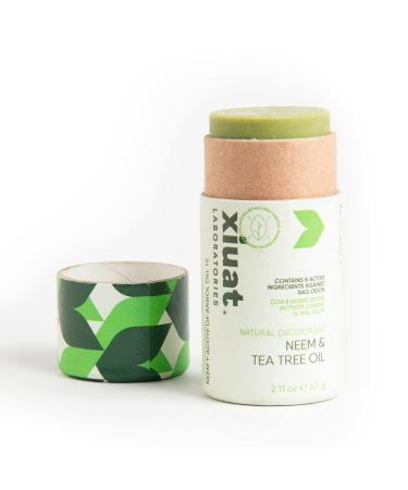 XIUAT Laboratories Natural Deodorant with Neem and Tea Tree Oil 60g - Organic Odor Eliminating Antiseptic Action Does Not Clog Pores - Free of Aluminum/Parabens/Alcohol - Eco Packaging - Buy Online on GoSupps.com