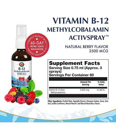 KAL B-12 Methylcobalamin 2500 mcg - Berry Flavor, 2 fl oz | Energy & Wellness Support - Buy Online on GoSupps.com