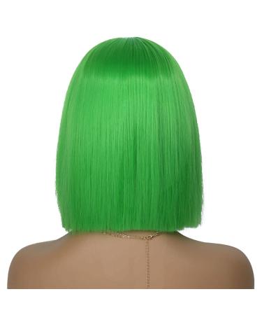 Tereshar Green Bob Straight Synthetic Wig for Women - 12inch Short Bob, Middle Parting, Heat Resistant - Perfect for Costume, Cosplay, and Parties - Buy Online on GoSupps.com