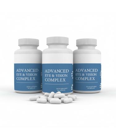 #1 Complete Research Vision Formula Advanced Eye Health Vitamin & Mineral Supplement Support w/Bilberry Lutein Zeaxanthin Lycopene Resveratrol | Eye Strain Dry Eyes 180 caps (3 Pack)
