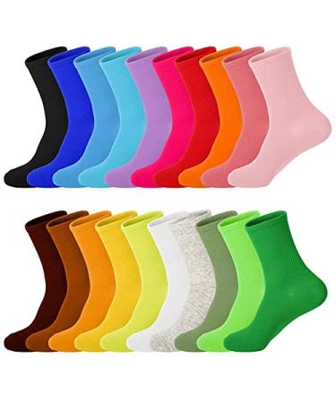 kimteny 20 Pairs Womens Socks, Solid Color Crew Socks Colorful Lightweight Cotton Athletic Socks