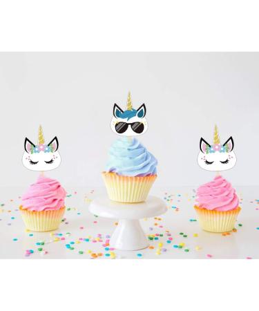 Unicorn Cupcake Toppers Cake Decoration for Unicorn Themed Kid's Birthday Party Decoration Food Picks - Set of 24 - Buy Online on GoSupps.com