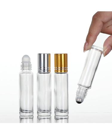 6 Pcs 10ml Clear Glass Essential Oil Roller Bottles - Refillable Perfume Sample Bottles with Stainless Steel Roller Balls & Plastic Funnel - Ideal for DIY Fragrances - Buy Online on GoSupps.com