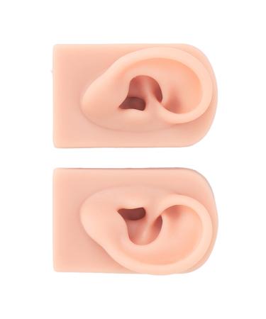 Silicone Piercing Model Simulated Human Skin Silicone Ear Model 1 Pair for Teacher for Salon(Light Skin Color)