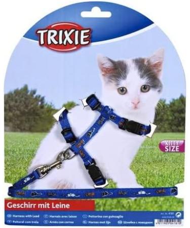 Trixie 4144 Kitten Harness with Leash - Adjustable Nylon 21-33 cm Assorted Colors - Comfortable & Safe Pet Gear - Buy Online on GoSupps.com
