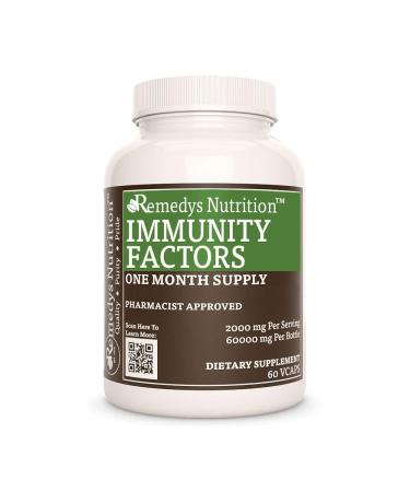 Remedy's nutrition Immunity Factors | 1 000mg 60 Vegan Capsules Herbal Dietary Supplement | Two Month Supply