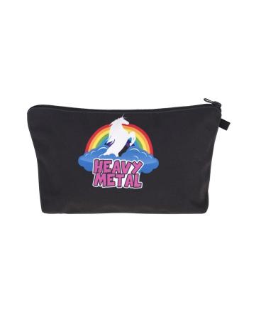 Hanessa cosmetic bag Culture bag pencil case bag zipper make-up bag zipper all over full print cosmetic bag black unicorn heavy metal rainbow SB83