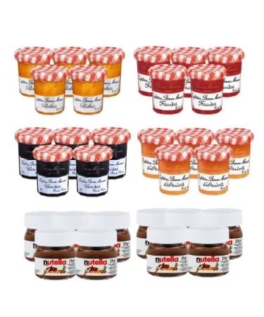 BONNE MAMAN - NUTELLINO | Assortment of 20 BONNE MAMAN jams 30 gr (strawberry cherry apricot peach) and 10 tart pastry